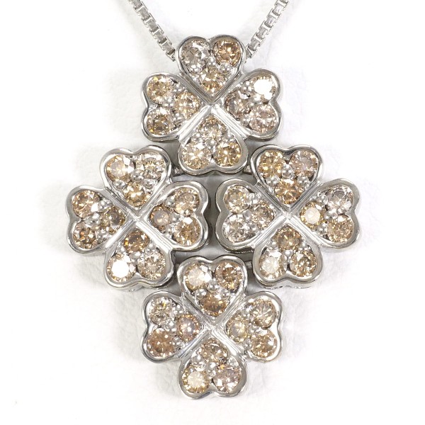 K18 18金 WG ネックレス ブラウンダイヤ 0.85 カード鑑別書 ジュエリー 中古