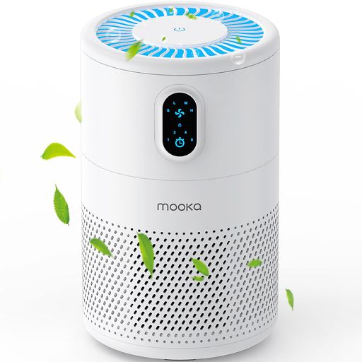 MOOKA 小型 コンパクト空気清浄機 3重ウイルス除去 アレルギー対策 軽音軽量 省エネ 持ち運びやすい お手入れやすい 4段階風量調整 LEDライト付き ほこり 花粉 タバコ 脱臭 最大18畳 H