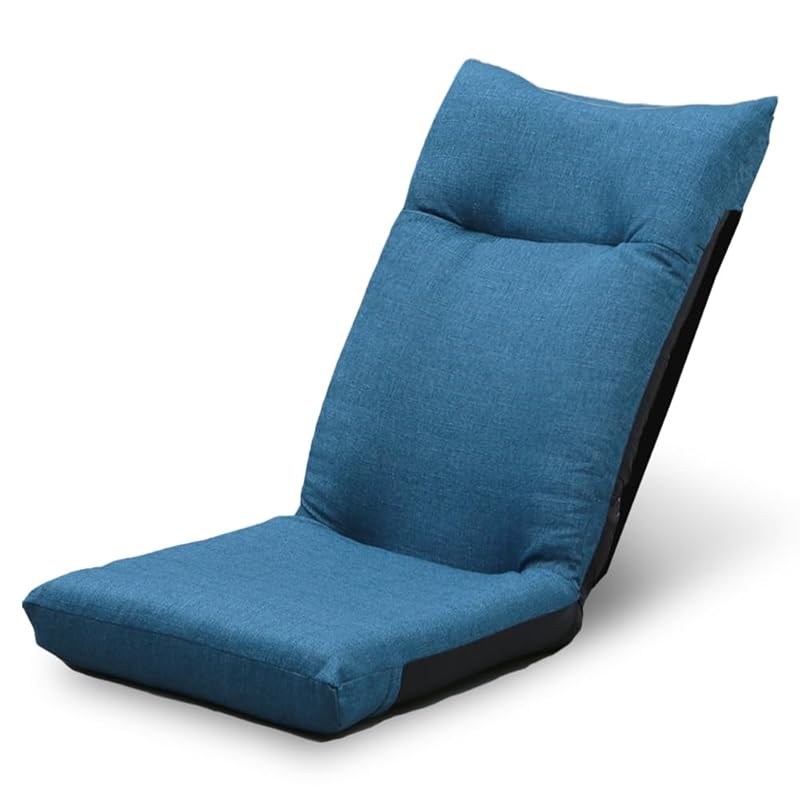 即納：アイリスプラザ(IRIS PLAZA) 座椅子 デニムブルー 幅約46×奥行約58×高さ約68cm リクライニング YC-601