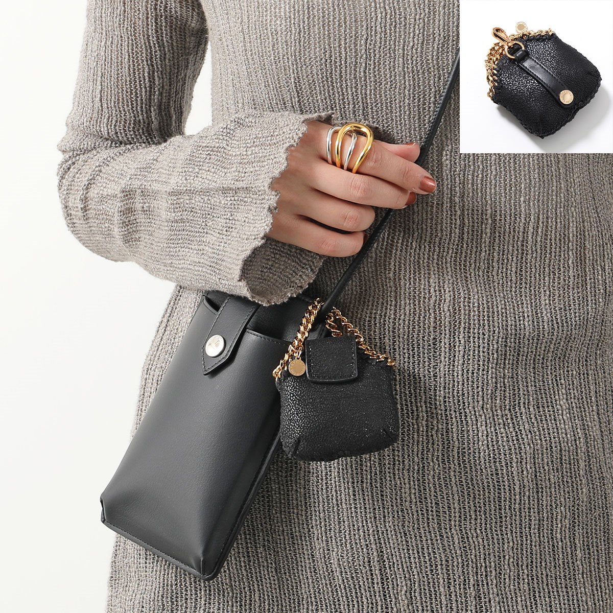 STELLA McCARTNEY ステラマッカートニー イヤフォンケース 7V0057 W70008 レディース Air Pods ケース FALABELLA ファラベラ フック付き 1000/BLA