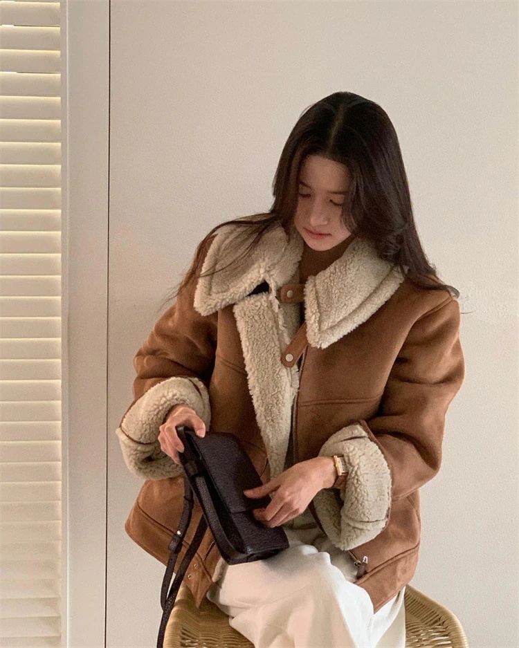 韓国ファッション ゆったりする おしゃれな コート レトロ 襟返し タートルネック あったか 保温 毛皮一体コート