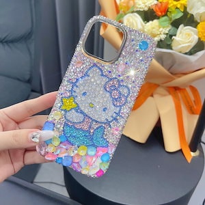 手作り iPhoneケース ハローキティマーメイド キラキラのラインストーン iPhone16/15/14/13/12/11ケース Plus Pro Max キティちゃん