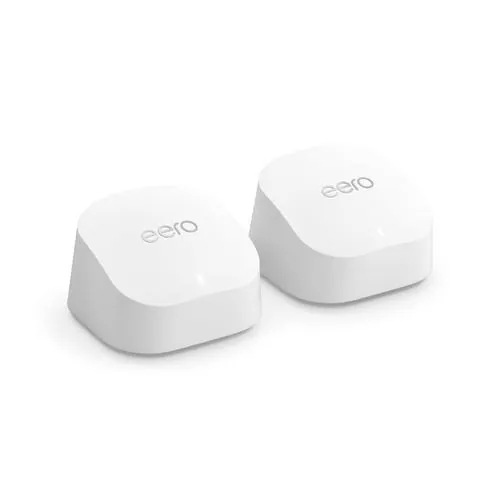 アマゾン B0CX3CVLTX eero 6+ - メッシュWi-Fiルーター AX3000 1.0Gbpsイーサネット 最大wifi範囲280m2 2ユニット IPv6対応