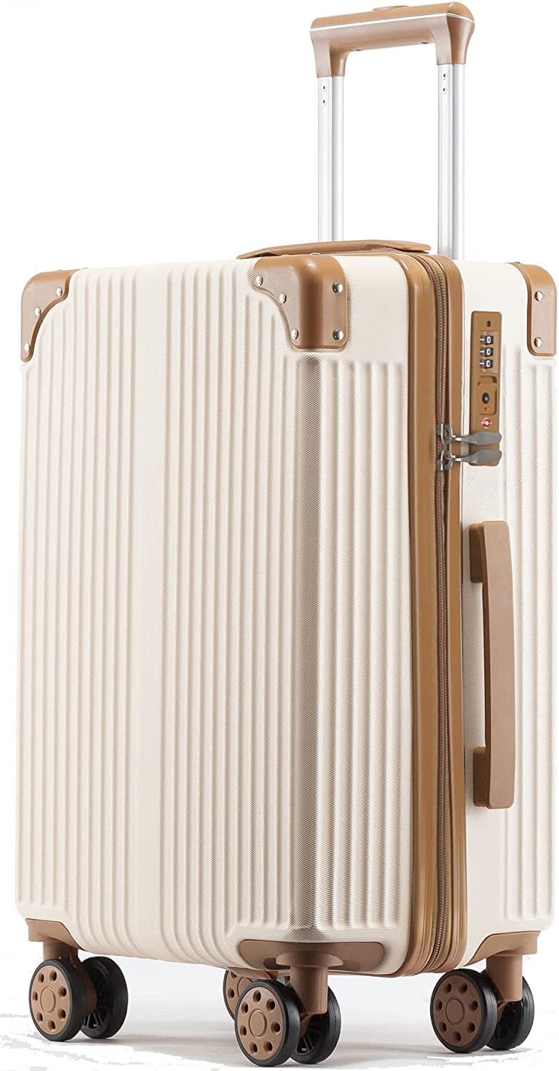 [Xindzy] スーツケース キャリーバッグ キャリーケース 機内持込 TSAローク搭載 超軽量 大型 静音 ダブルキャスター 耐衝撃 360度回転906 (ベージュー S)