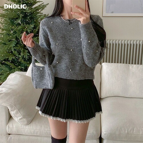 [メガ割りSALE]ハンドバッグ付エコパールニット 5,005円