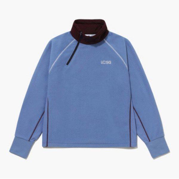 ゴルフTシャツ KQF GQ422LRLO2-LBLU 女性 ウーブン配色 ハーフジップ 防風フリース LBLU