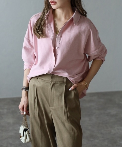ピーチスキンベーシックシャツ 3Color レディースファッション