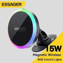 Essager RGB 磁気自動車電話ホルダーチー 15 ワット Macsafe ワイヤレス充電器 iPhone 15 14 13 サムスンユニバーサル電話ホルダースタンド