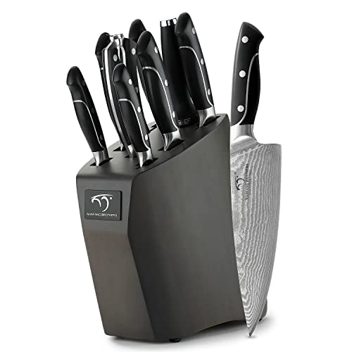 Nanfang Brothers 包丁セット 9点セット ダマスカス包丁セット V金10号 67層ダマスカス【三徳包丁 牛刀包丁 柳刃包丁 パン切り 万能包丁 ペティナイフ キッチンハサミ 研ぎ棒 包