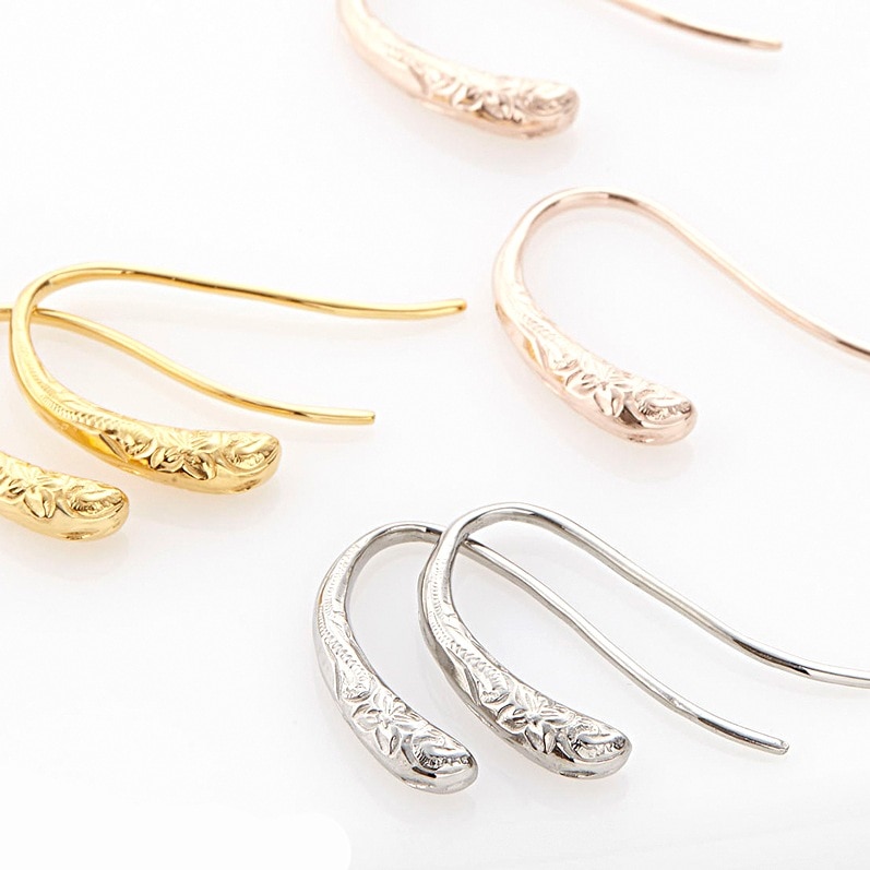 ハワイアンジュエリーフックピアス プランプピアス オーバル フープ 両耳 レディース