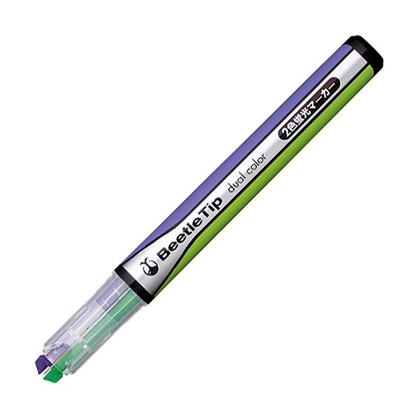 (まとめ) コクヨ 2色蛍光マーカービートルティップ ライトグリーンパープル PM-L303-2-1P 1本 (100セット)