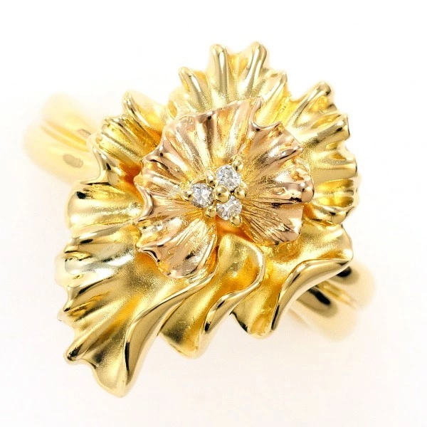 K18 18金 YGPG リング 13号 ダイヤ 0.03 カード鑑別書 中古