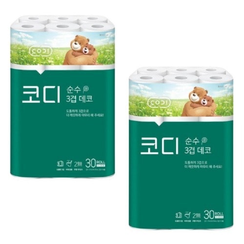 コーディネート純粋な三重デコトイレットペーパー27m x 30ロール2パック衛生的なロールトイレットペーパートイレ