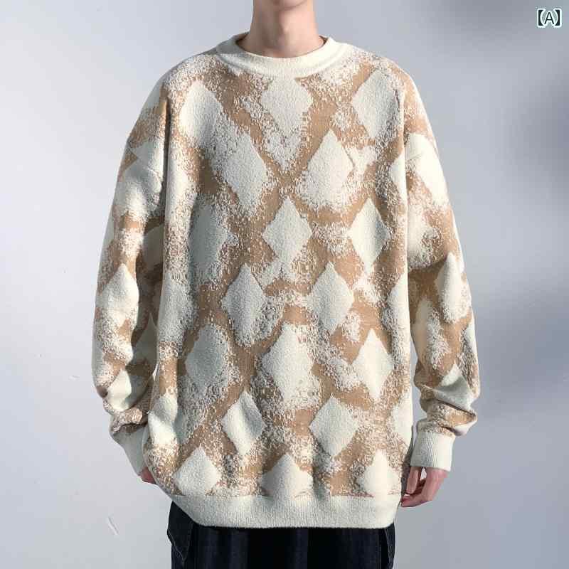 メンズ トップス ニット 秋冬 暖かい おしゃれ ラウンドネック プルオーバー カジュアル 柄 カラー ブロッキング セーター 長袖 セーター 5,919円