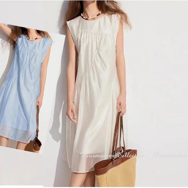 高品質新入 エレガンスお出かけワンピース　フレンチスリーブ　ひざ下丈　透け感　大きいサイズ有り S-XXL ほっそり効果大 20代30代40代50代60代 5,634円