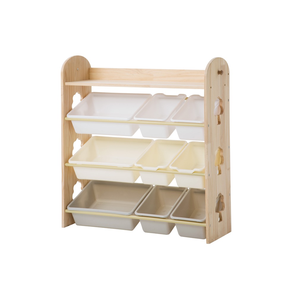 おもちゃ収納4段ラック 子ども用家具　天然木