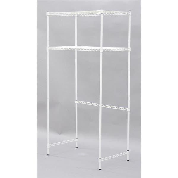 19Φ ランドリーラック/スチールラック 75cm45cm150.4cm ホワイト 棚板2枚 キャスター4 スチール製脚 アジャスター付
