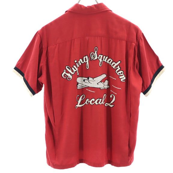 東洋エンタープライズ バック 刺繍 半袖 シャツ M 赤 メンズ