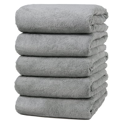 他サイト： Joyful バスタオル マイクロファイバー ホテル仕様 大判 60*120cm 5枚セット 高速吸水 速乾 耐久性 抗菌防臭 ふわふわ 柔らかい 肌触り (グレー)の商品画像