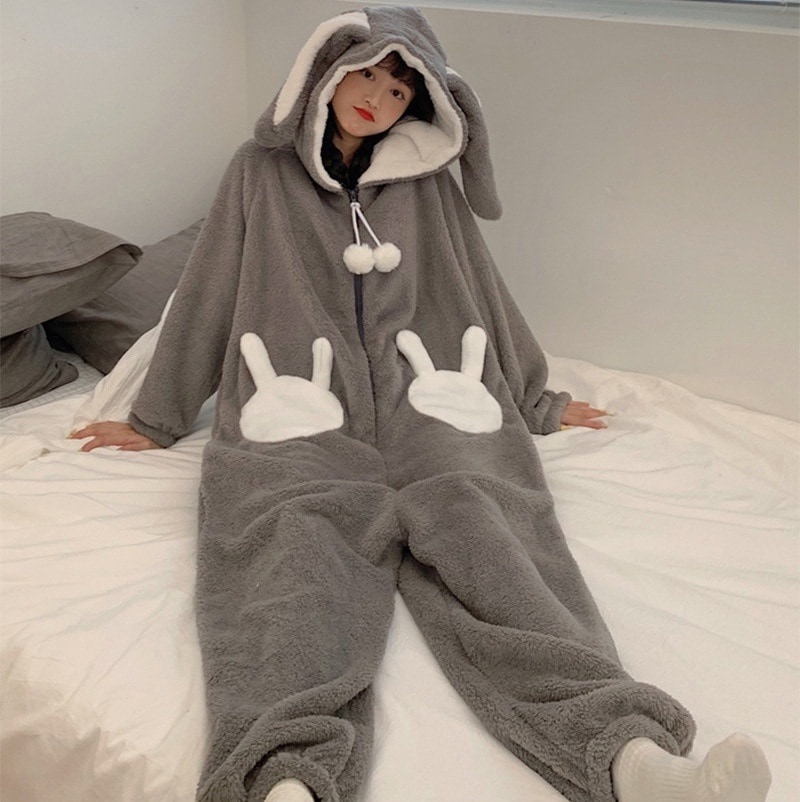 もこもこうさぎ着ぐるみ グレー 灰色 2XL 韓国 オルチャン レディース 着ぐるみパジャマ 着ぐるみパジャマ大人 着ぐるみ ナイトウェア パジャマ お洒落 おしゃれ 可愛い 大人可愛い かわいい 6,098円