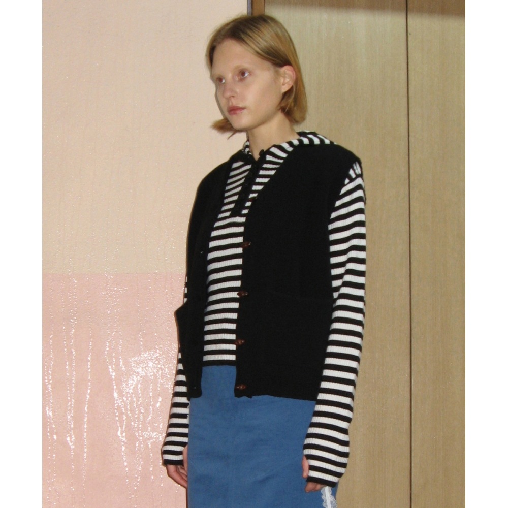 SINOON ウールクラシックニットベスト (ブラック)