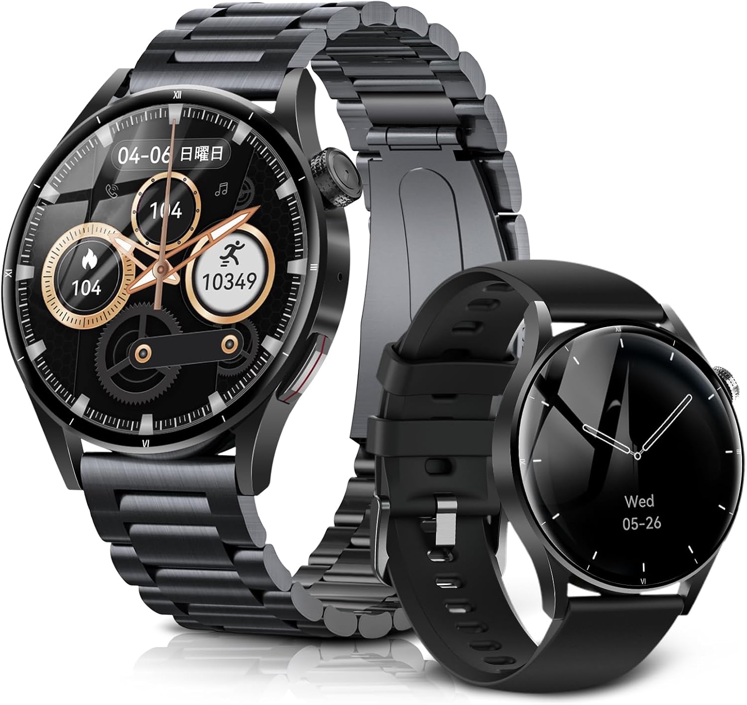 ビジネス用 スマートウォッチ 1.43インチ丸型 円盤 本体 男性用 メンズ 腕時計 アンドロイド IP68防水