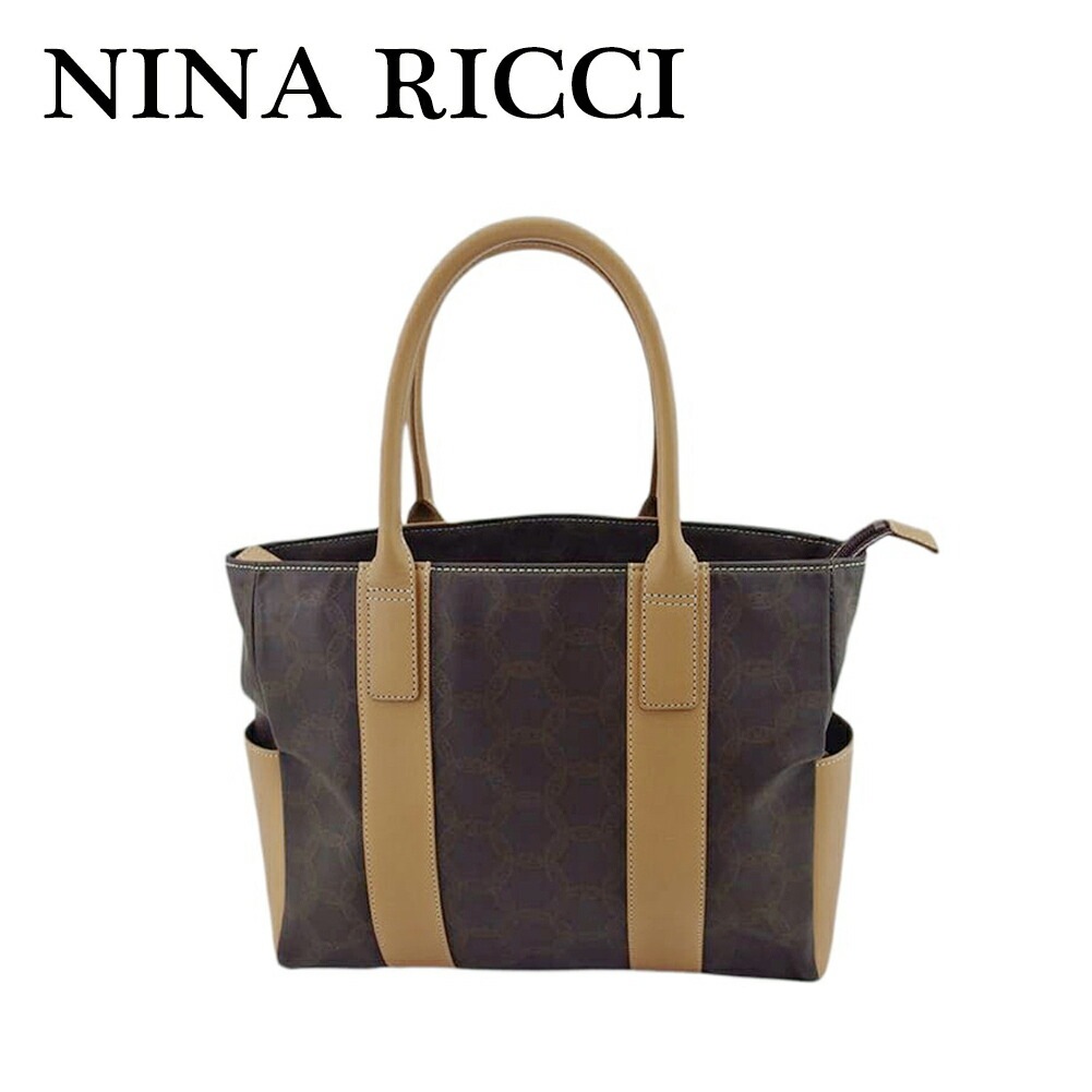 ハンドバッグ メンズ可 ブラウンライトブラウンベージュ 中古