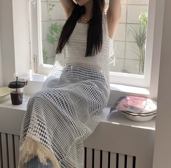 レディース トップス カットソー プルオーバー ベスト チュニック ノースリーブ Iライン フェミニン 透け感 シースルー 薄手 大人可愛い きれいめ シンプル カジュアル おしゃれ かっこいい