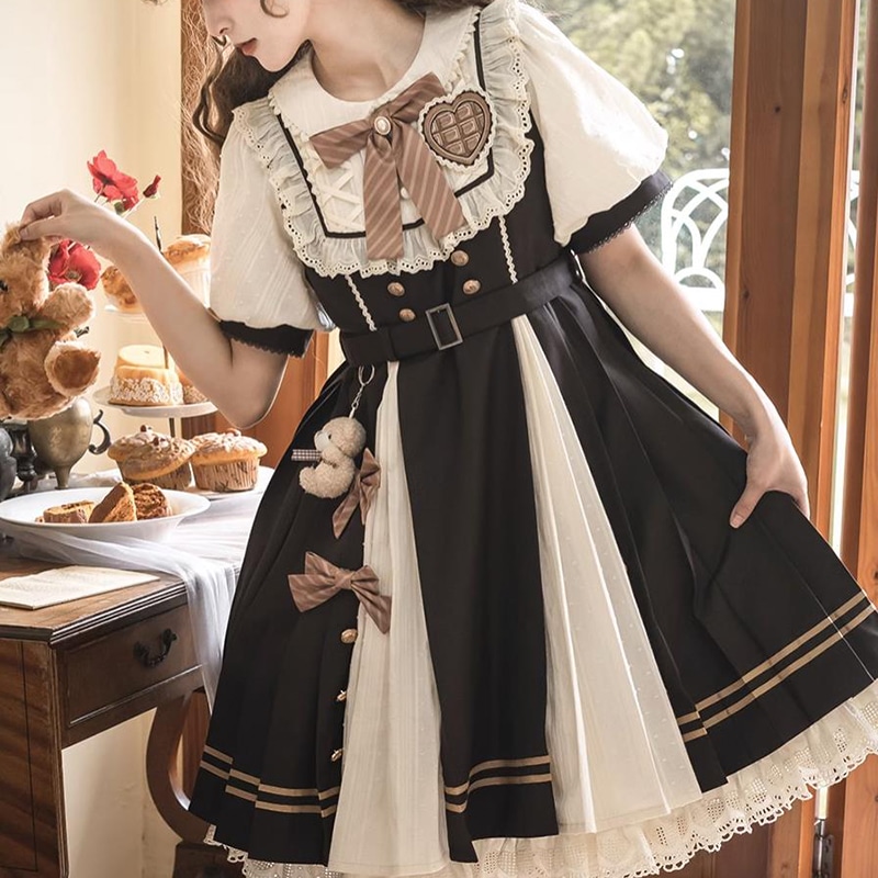 ロリータ ワンピース 夏 半袖 『Chocolate workshop』 ドレス 膝丈/ロング丈 パフスリーブ ハロウィンコスチューム コスプレ