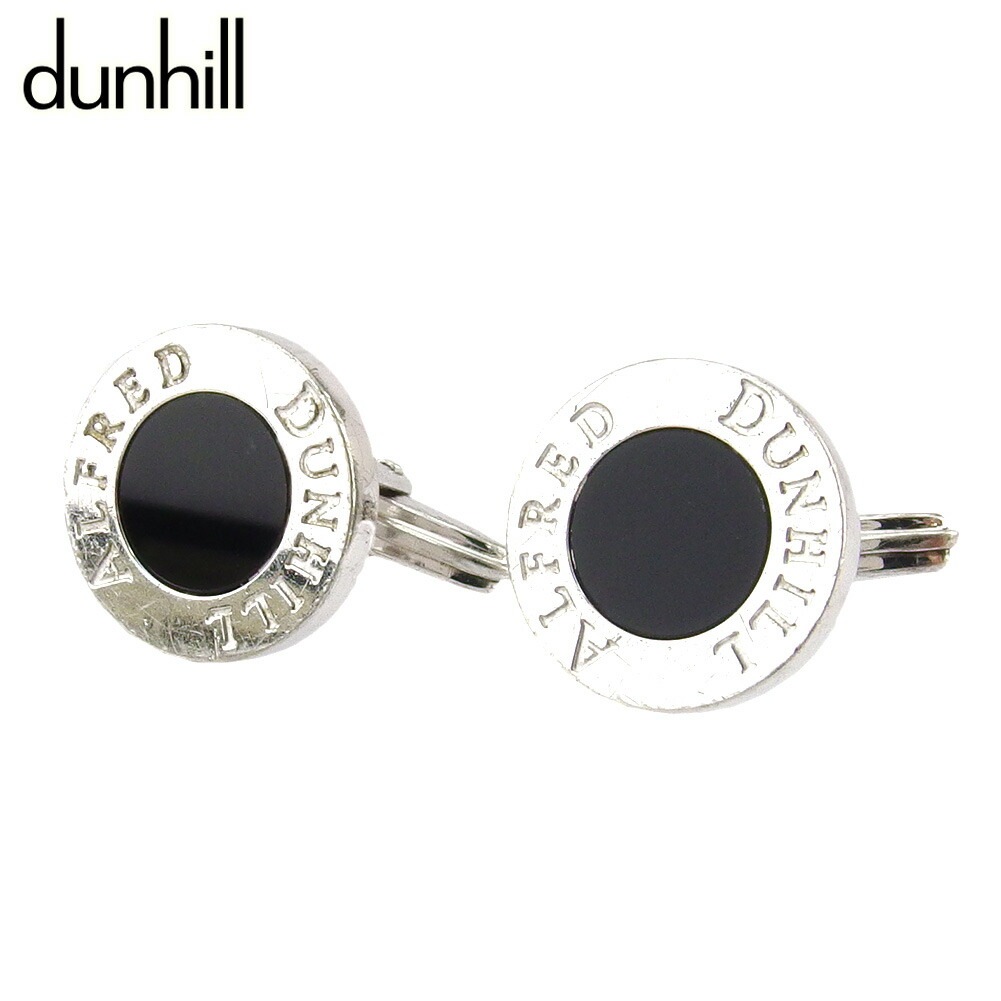 カフス カフリンクス ロゴボタン メンズ スウィヴル式 シルバー ブラック 中古