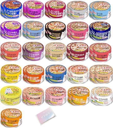 いなば CIAO(チャオ) まぐろ かつお ささみ 85g 26種 各2缶（計52缶） キャットフード 缶詰 猫缶 オリジナルポケットティッシュ付き