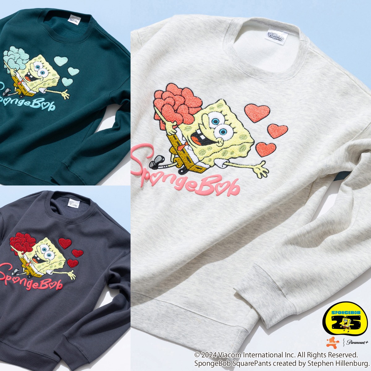 SPONGEBOB スポンジ・ボブ オリジナルデザイン 裏起毛クルーネック　スウェット