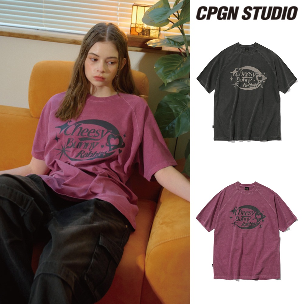 【CPGN STUDIO】 Cheese Bunny Raglan Pigment Short Sleeve Tee