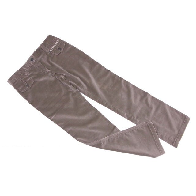 パンツ ストレート ベロア 40サイズ DGボタン ベージュ系 中古