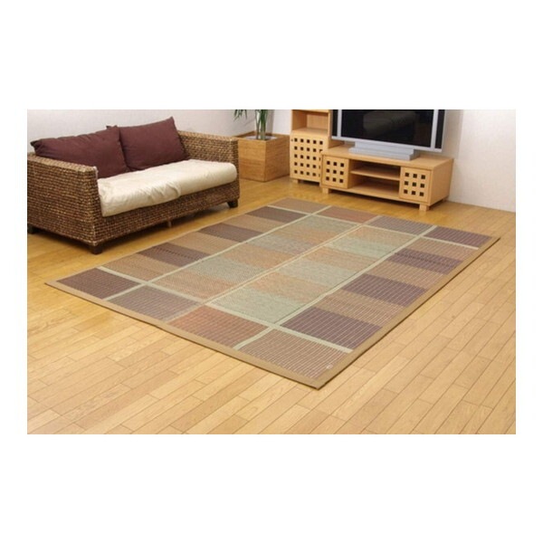 1080680060502 純国産 い草花ござ 『F)FUBUKI』 ブラウン 江戸間4.5畳(約261×261cm)(裏:ウレタン) メーカー直送