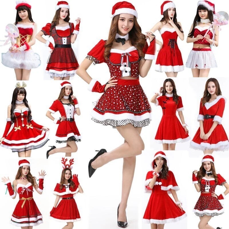 クリスマスコスチューム大人服女の子バニーガールセクシーコスダンスパーティーかわいいサンタコスチューム