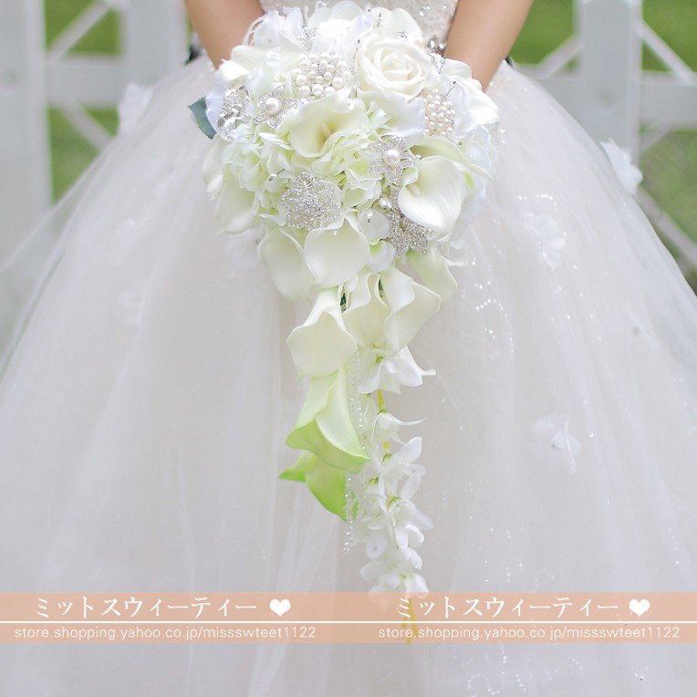 ウェデイングブーケ ブーケ ローズ 手作り 造花 花嫁 ブライダルブーケ 安い 結婚式 二次会 ブー