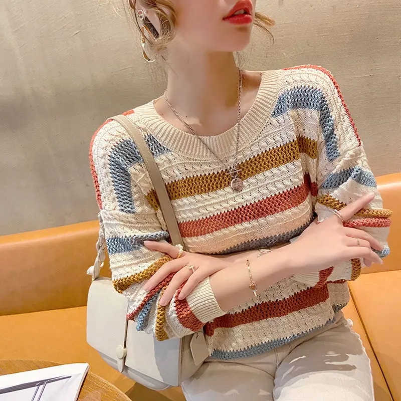 女性用長袖ラウンドネックニット,韓国ファッション,ルーズ,カジュアル,オールマッチ,オフィスウェア,レディーストップス,秋