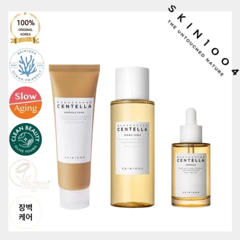 [メガ割] SKIN1OO4 センテラ 洗顔フォーム 125ml + トーニング トナー 210ml + アンプル 55ml 基礎 3点 セット スキンケア 鎮静 シカ CICA