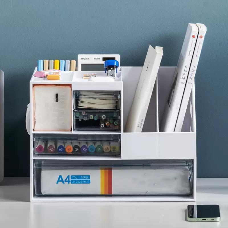 収納ケース 文房具収納 引き出し メイクボックス レターケース デスク収納 A4 ティッシュボックス 小物入れ 書類ケース 卓上 机上 事務用品整理 本立て 透明