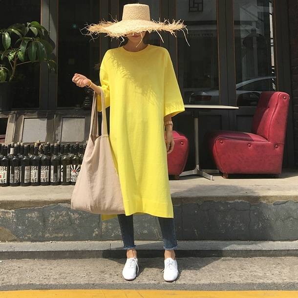 2color レディース トップス Tシャツ ロングTシャツ ロンT カットソー ロング丈 ロング