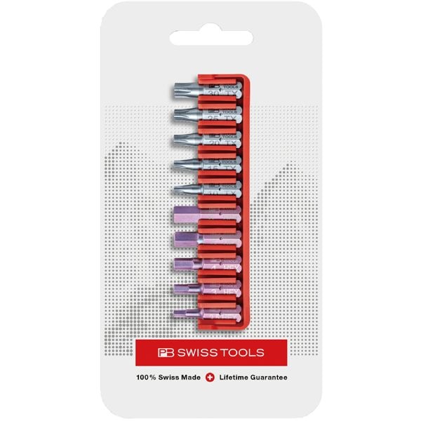 PB SWISS TOOLS ピービースイスツールズ 10本組 ショートタイプ 六角/ヘクスローブビットセット ビットホルダー付 パッケージタイプ C6.704CN