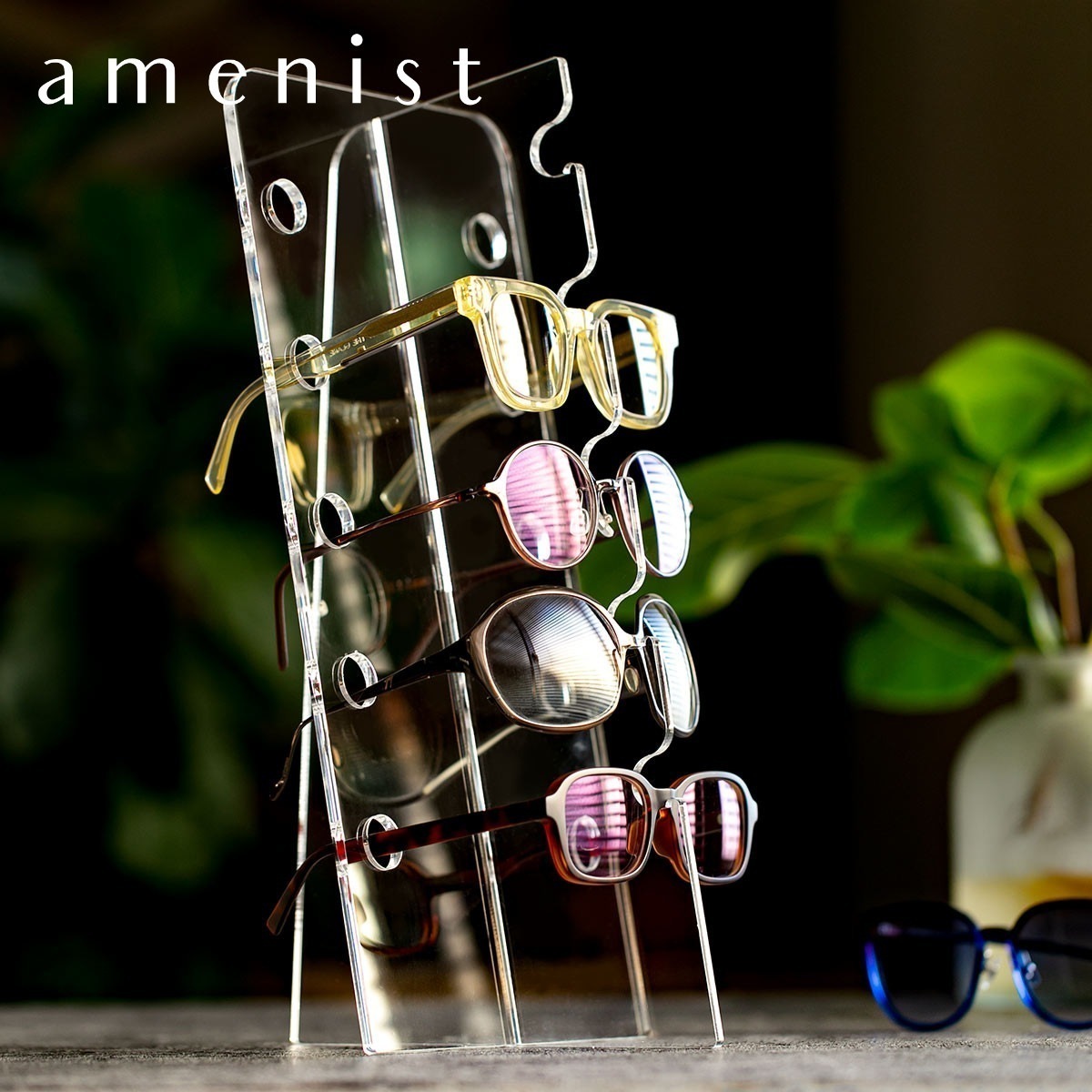 メガネスタンド amenist アクリル製 日本製 眼鏡スタンド 5本 収納 めがね メガネ スタンド ディスプレイ 飾る 複数 アクリル アメニスト 眼鏡 メガネ置き 透明 おしゃれ