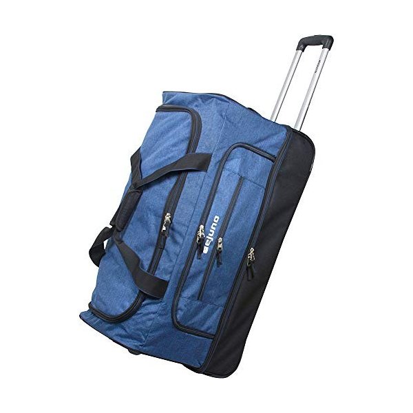 Dejuno 28-Inch Lightweight Denim Drop Bottom Rolling Duffel Bag, Blue 並行輸入品