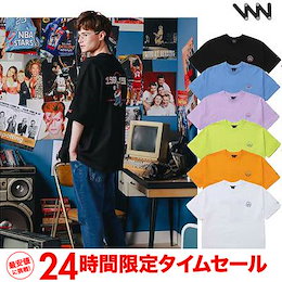 韓国大人気ブランド【WV PROJECT】WV project channel 半袖Tシャツ💙「S~Lサイズ」お揃いTシャツにもおすすめの刺繍ポイントTシャツ💙