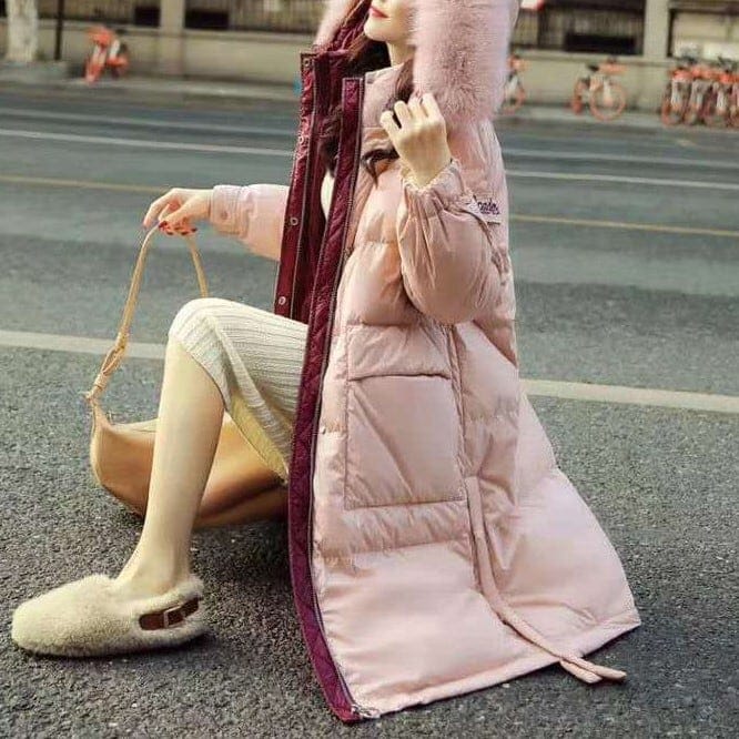 レディース コート アウター ロング丈 フード付き フェイクファー ダウン インスタ映え 暖かい 可愛い かわいい 韓国 かっこいい カジュアル 大人 上品 シンプル クラシック エレガント lout