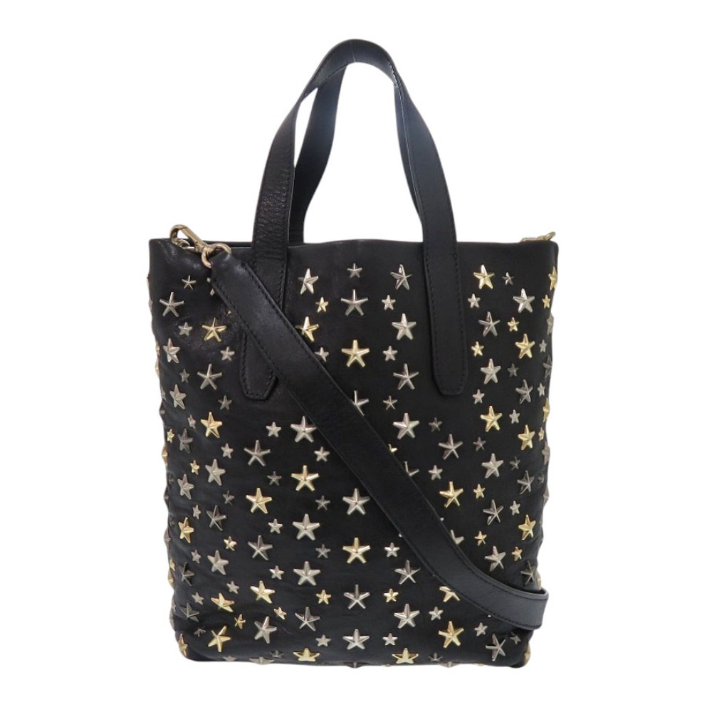 美品 スタースタッズ ハンドバッグ レザー ブラック 0319【中古】 レディース 30,030円