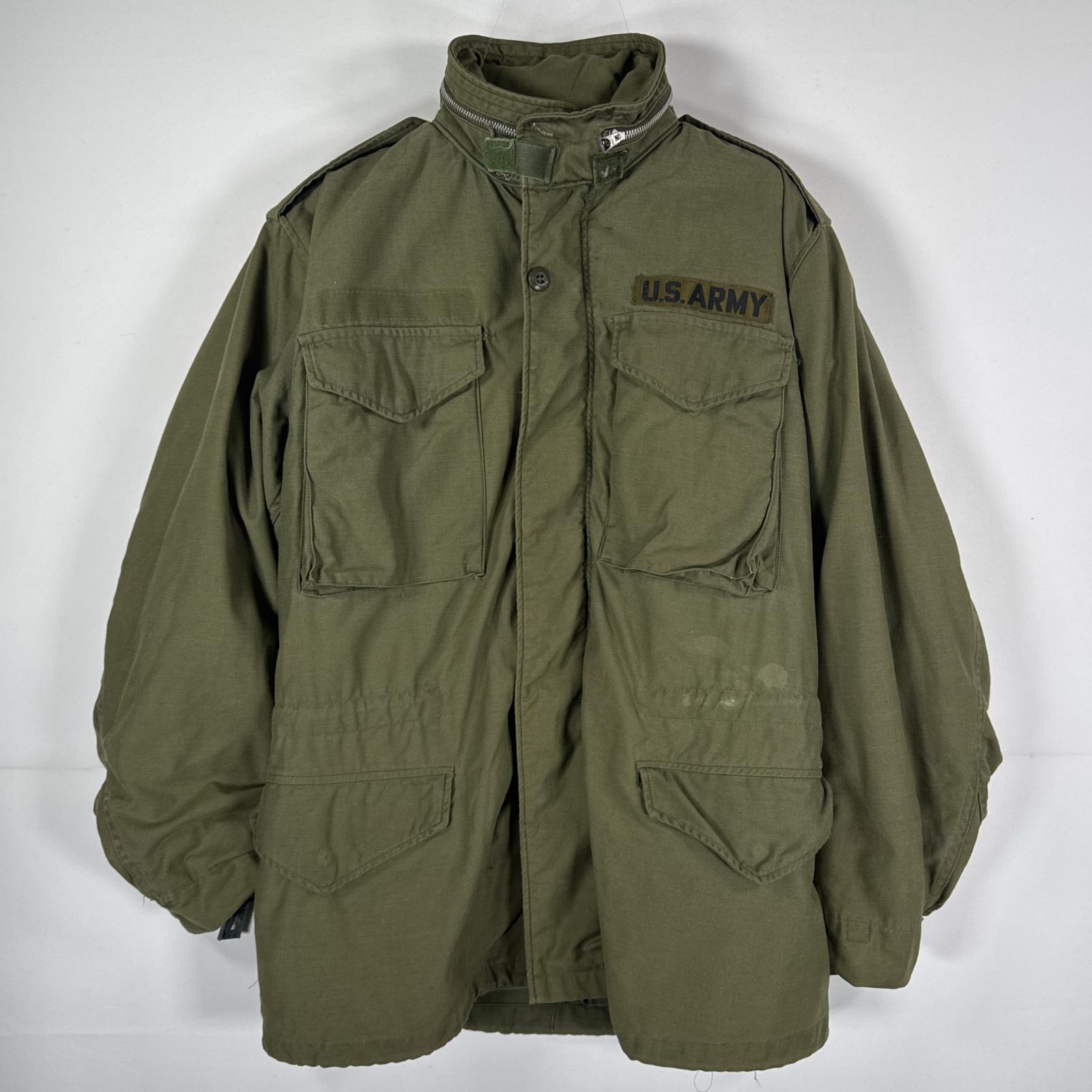 古着 60s/60年代 ヴィンテージ ミリタリージャケット M-65 フィールドジャケット 2nd アルミジップ ライナー付 実物 S オリーブグリーン メンズ