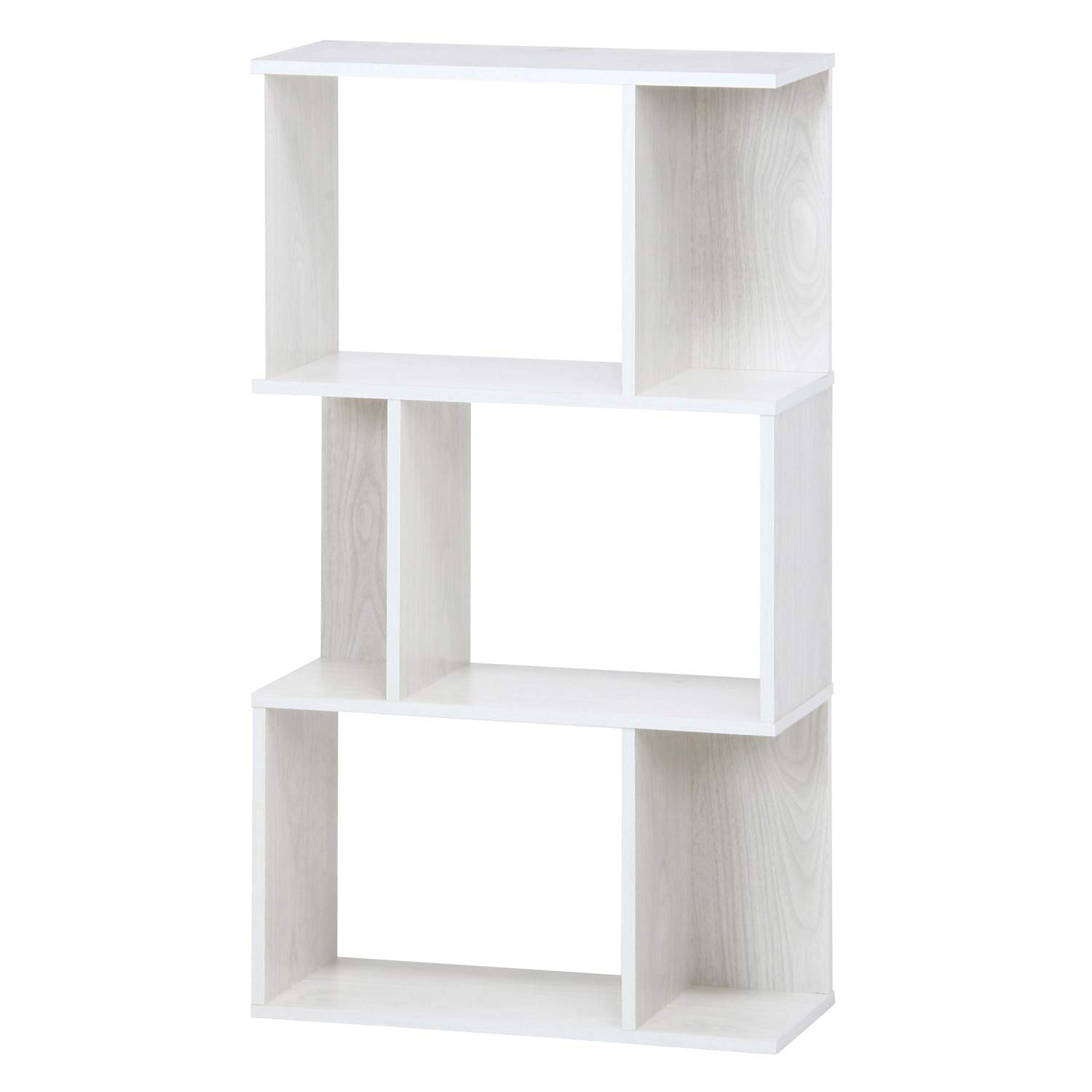 不二貿易 オープンラック シェルフ 3段 幅59×奥行24×高さ106cm ホワイトウォッシュ ディスプレイラック S型 組立商品 98712