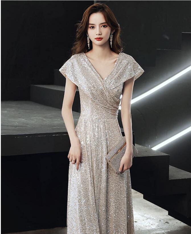 イブニングドレス スパンコール キラキラドレス ピアノ 発表会 フォーマル カクテルドレス パーティードレス ドレス Aラインドレス 同窓会 二次会 お呼ばれ 謝恩会 ロングドレス 結婚式 カラードレ